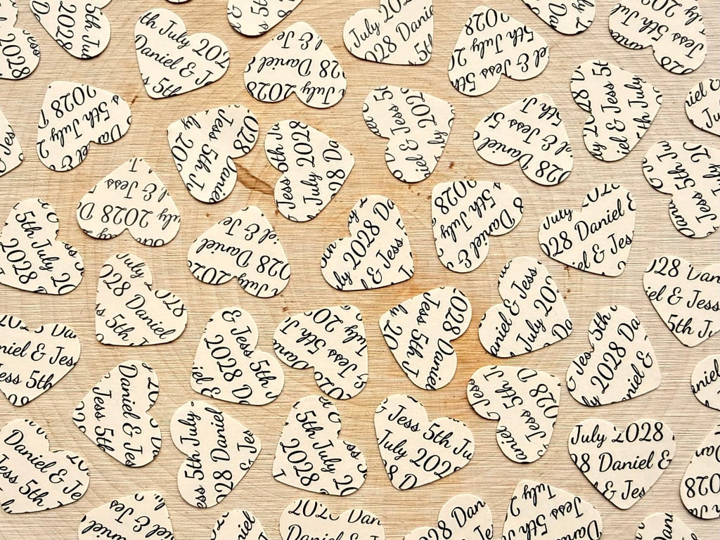 Cream Personalised Heart Confetti, Any Wording Custom Hearts, Wedding Decor 