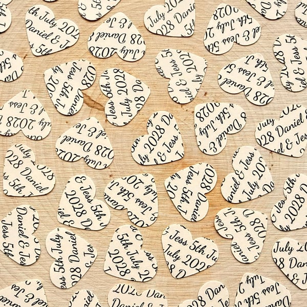 Cream Personalised Heart Confetti, Any Wording Custom Hearts, Wedding Decor 
