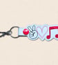 Music Keyring - Peace Love Music Bag Charm - Image 4
