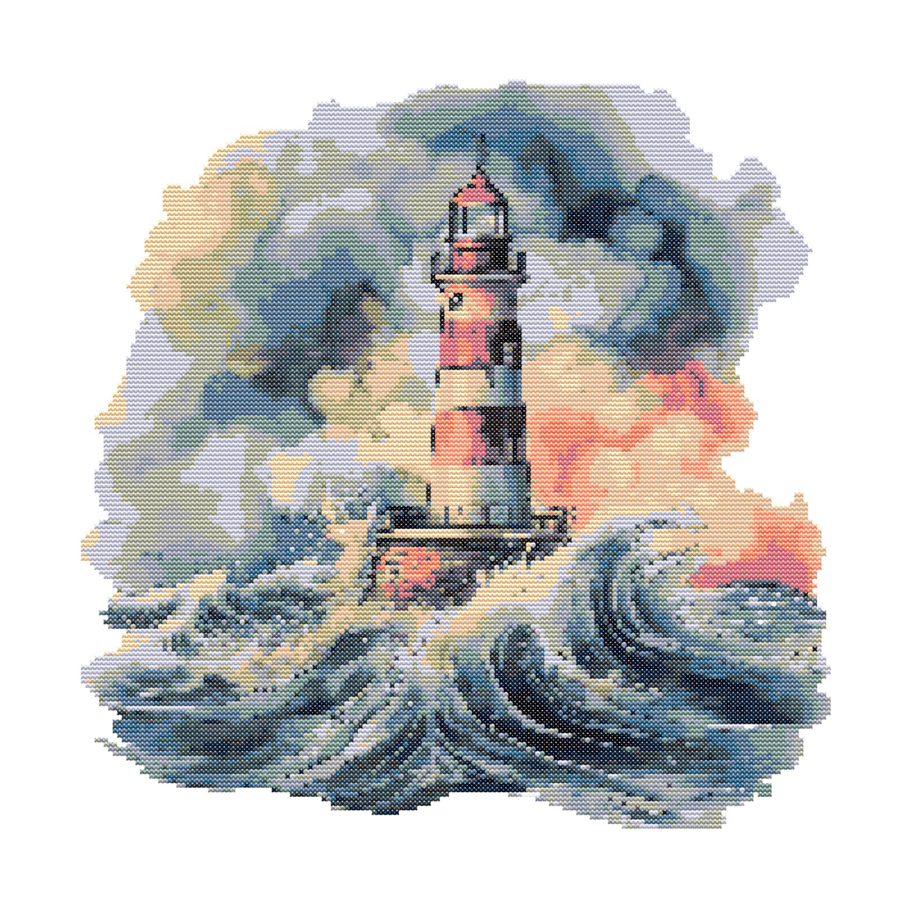 STORMY LIGHTHOUSE - Cross Stitch Pattern - Cross Stitch Chart