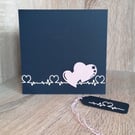 Navy and Pink Heart Wedding, Anniversary, Engagement Card