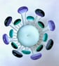 Aqua and Purple Fused Glass Candle Cage - Image 2