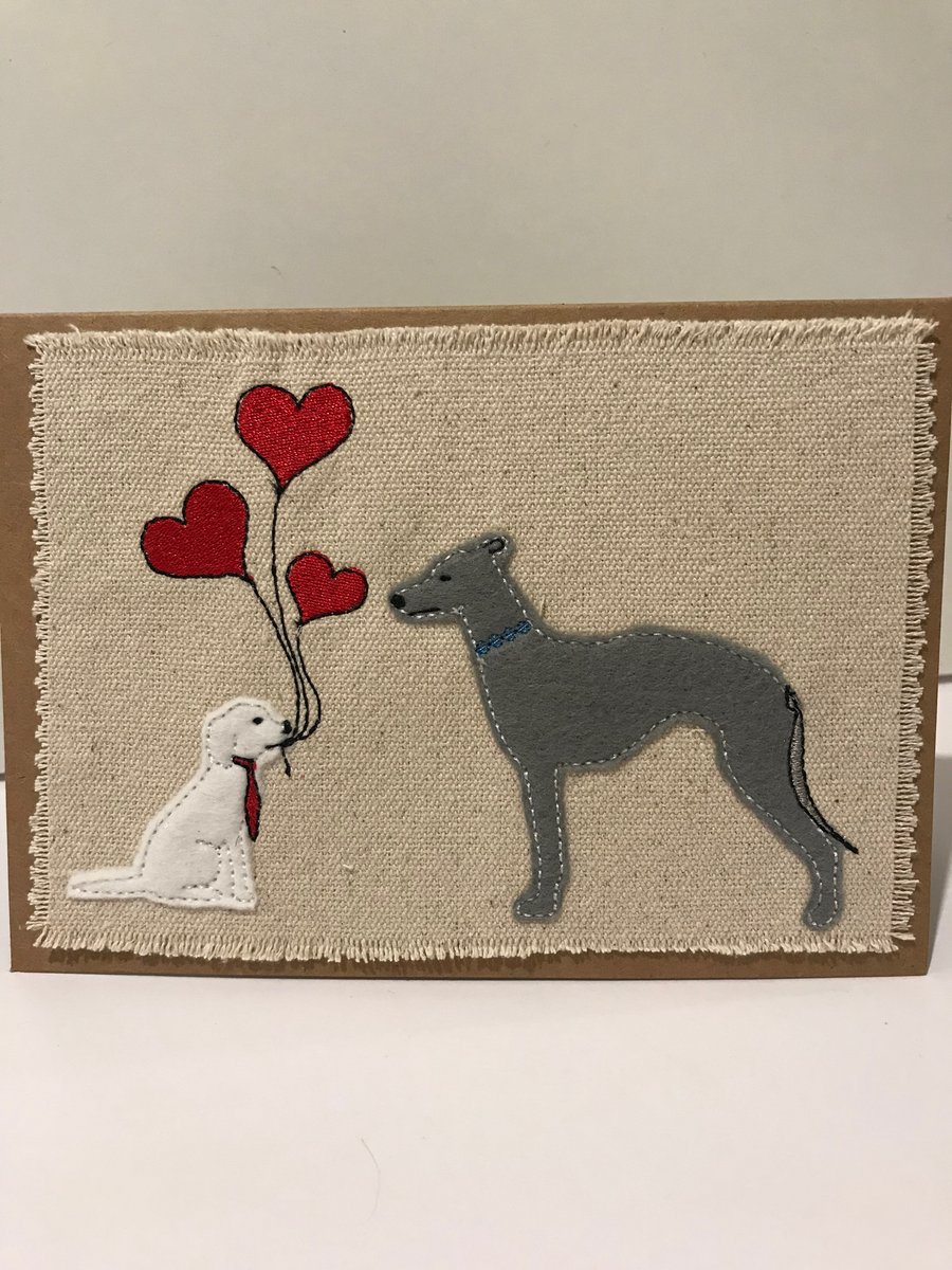 Embroidered Applique Card for Whippet and Sighthound Lovers