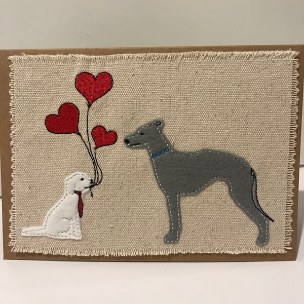 Embroidered Applique Card for Whippet and Sighthound Lovers