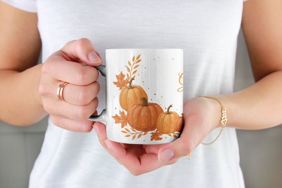 Personalised Pumpkin Mug - Good Morning Name - Autumn Fall season