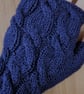 Navy hand knitted fingerless gloves wrist warmers - Image 3