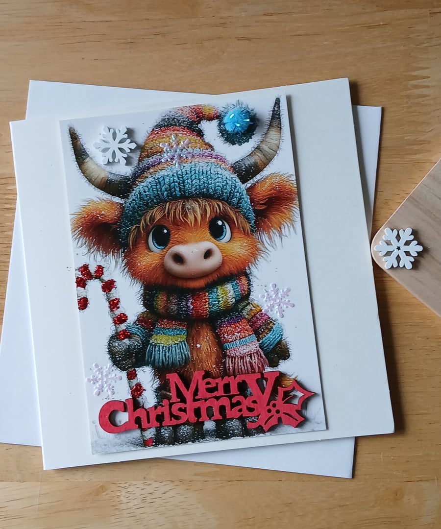Image of Highland Cow Christmas Card 