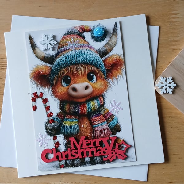Highland Cow Christmas Card 