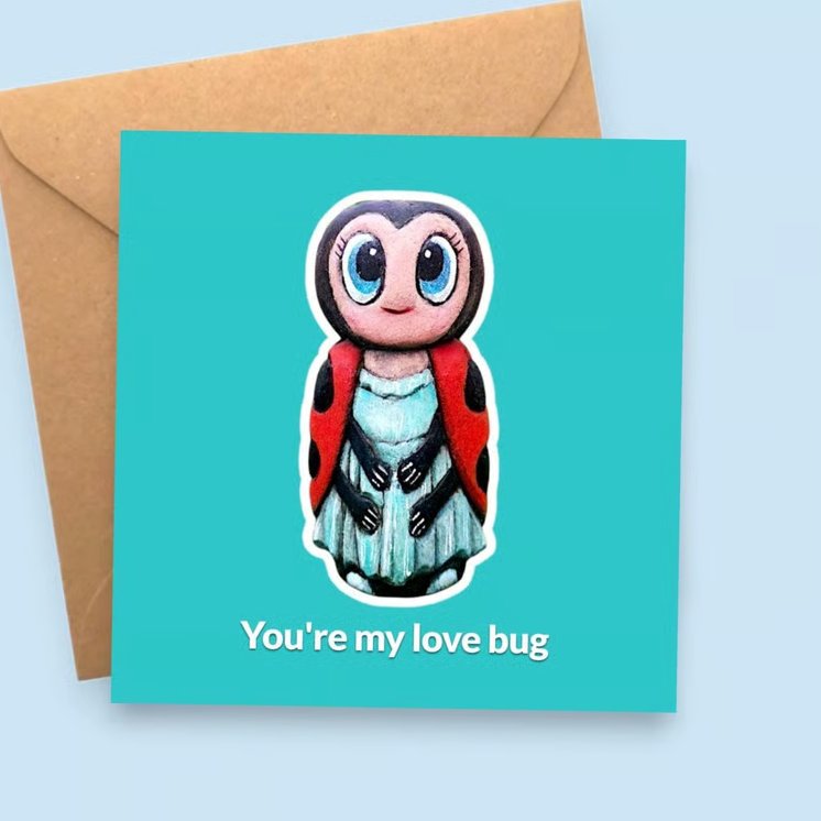 Lovebug Valentines Card - Cute Ladybird Card - Anniversary Card