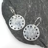 Fine silver disc earrings on sterling hoops