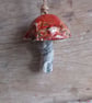 ceramic hanging mushroom dark orange large - Image 1