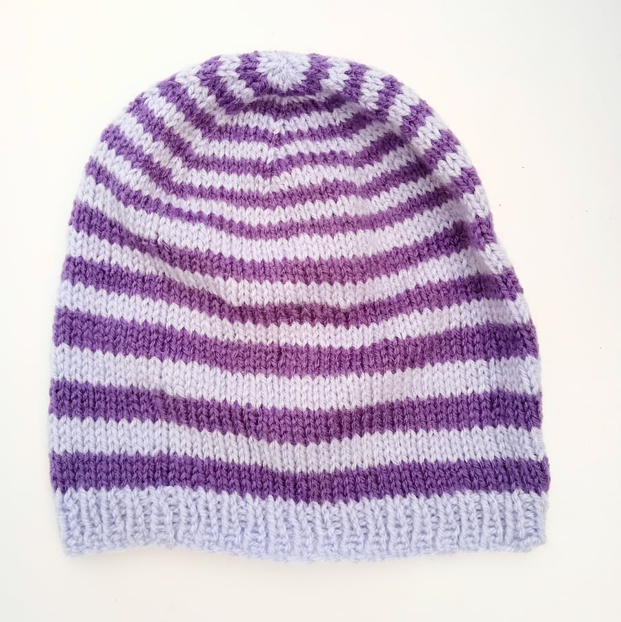 Ladies Striped Beanie Hat - UK Free Post