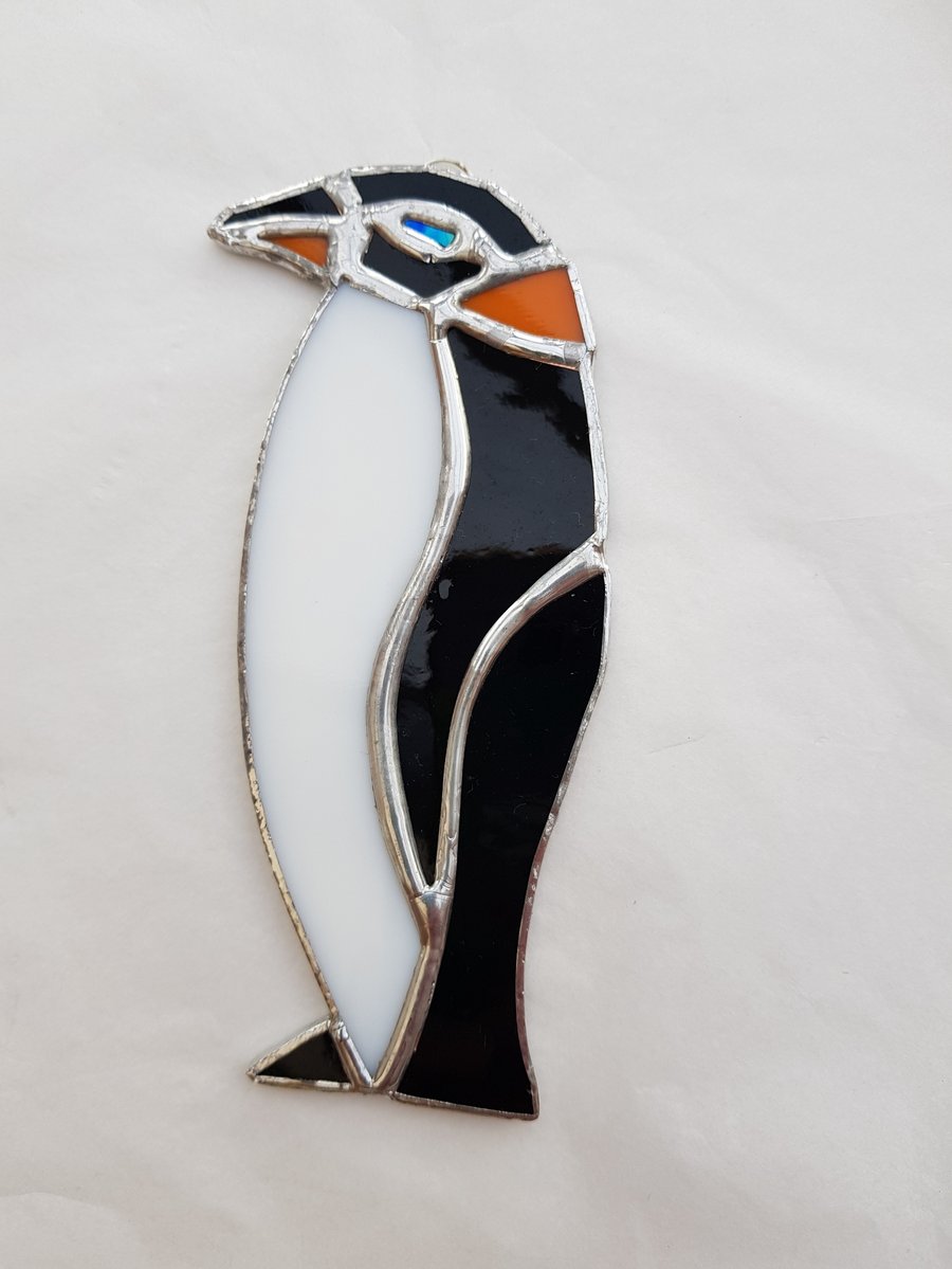469 - Stained Glass Penguin - handmade hanging decoration.