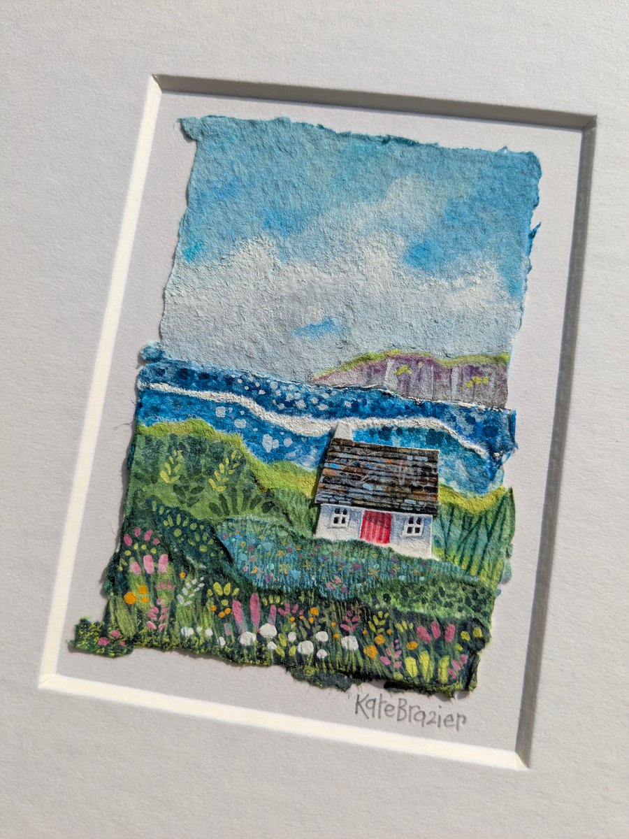 Buttercup Cottage - Original miniature collage. A5 Mounted