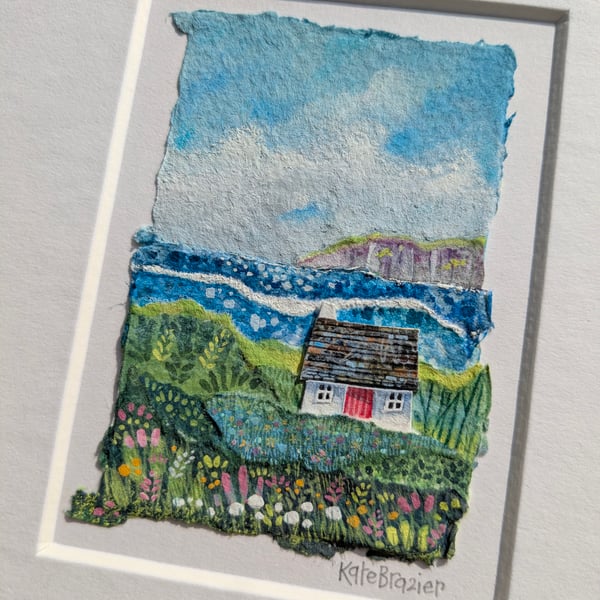 Buttercup Cottage - Original miniature collage. A5 Mounted