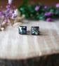 Square or Diamond Abalone Shell Hypoallergenic Resin Earrings