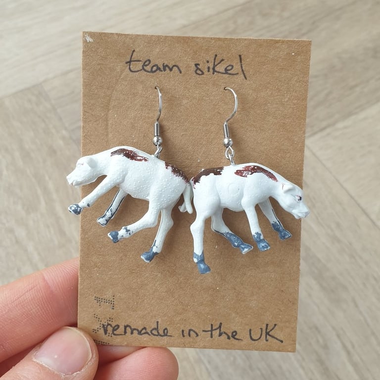 Eating Cow Earrings - Upcycled Vintage Toys