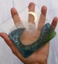 Handmade Fused Glass Wave Drinks Coaster - With Embedded Coloured Bubbles - Tile - Image 7