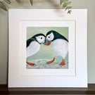 Puffins Mounted Print