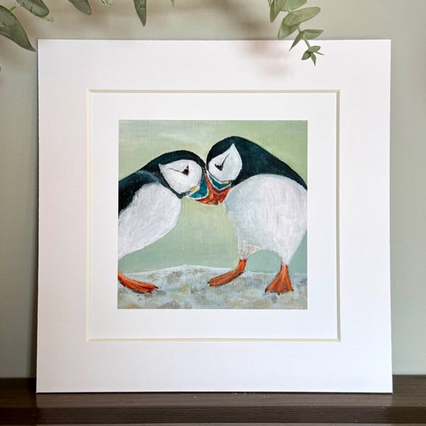 Puffins Mounted Print