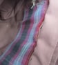 Upcycled Coffee Sack -Mini Shoulder Bag- Blue and crimson check - Image 5