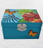 Tropical Flowers Decorated Wooden Trinket Keepsake Box 12cm - Image 4