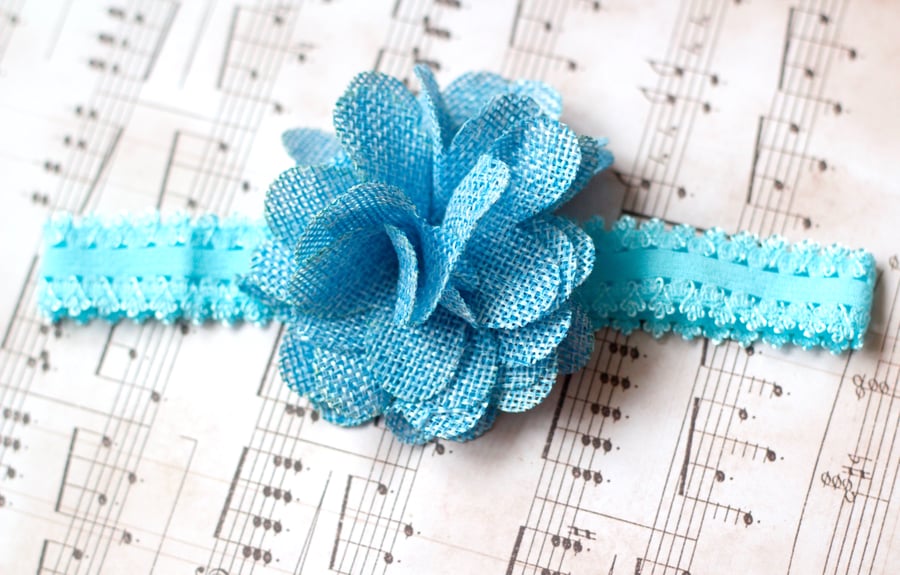 JULIA: Blue headband for Baby, Bridesmaid or Flower Girl.
