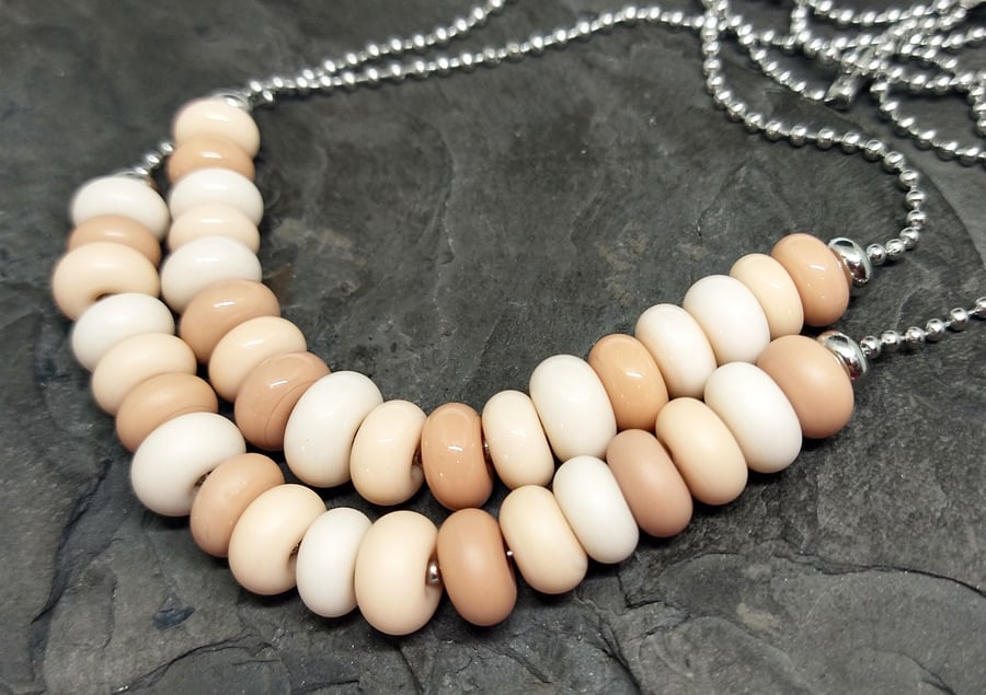 Buff Colour Swatch Lampwork Necklace