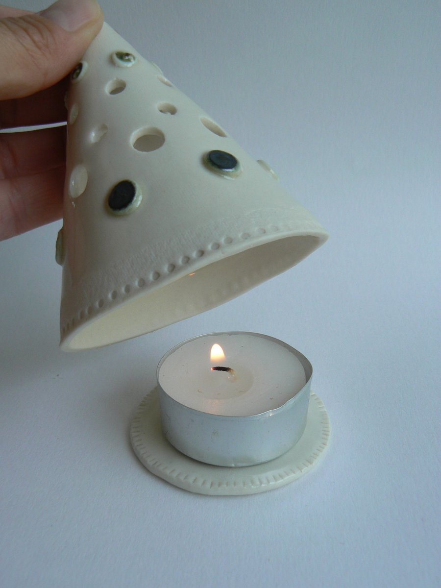 SALE Porcelain Teepee Candle Holder