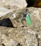Chunky Wide Band Green Sea Glass and Sterling Silver Ring- Size T - 1351 - Image 2