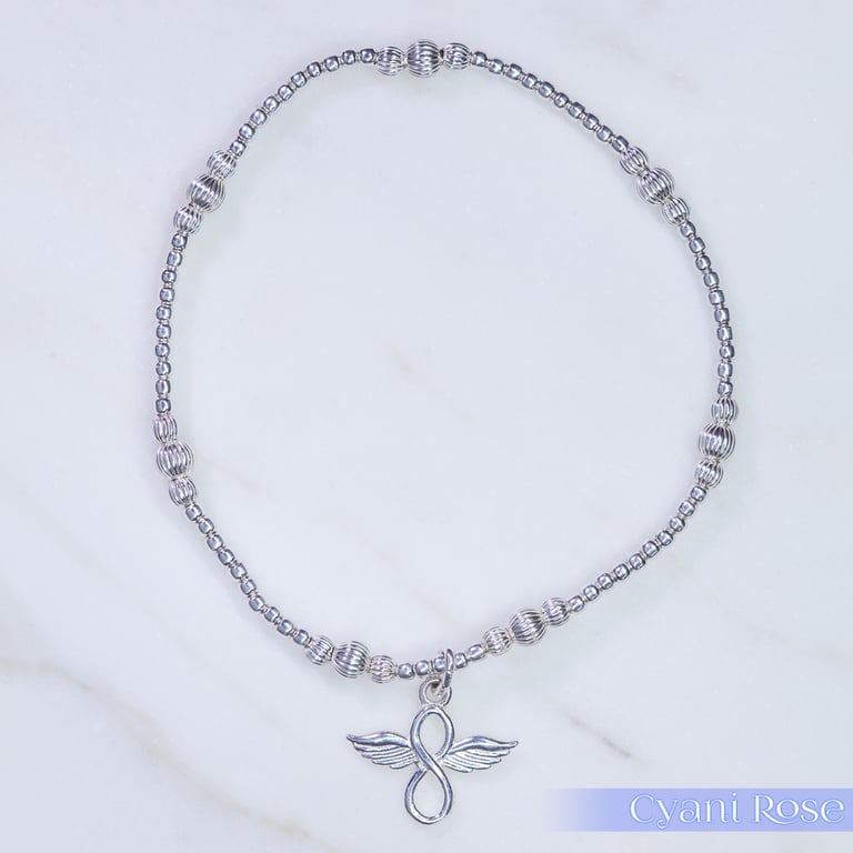 Sterling Silver Infinety Angel Bracelet Stretchy Handmade