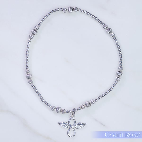 Sterling Silver Infinety Angel Bracelet Stretchy Handmade