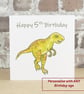 Birthday Card T-Rex Dinosaur - Personalised with any Birthday age