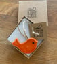  A Little Hug in a Box Hand Made orange speckled Porcelain Bird   - Image 1