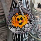 Pumpkin decoration- handpainted pumpkin set in resin