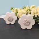 Pair of ceramic cream flower photo stands