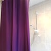Purple coloured Organic Cotton Shower Curtain, washable non-waxed