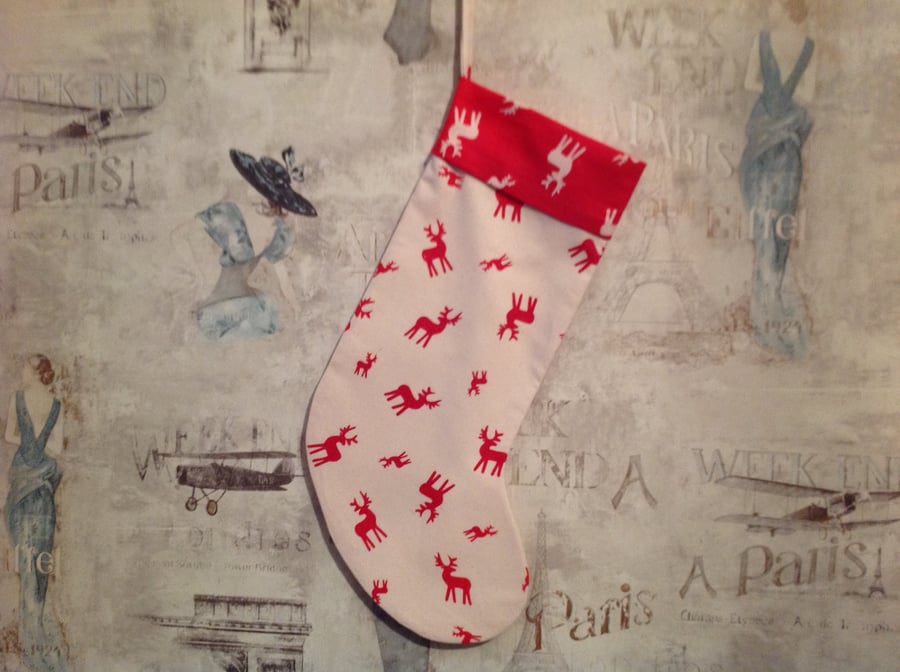 Cream Reindeer Stocking