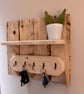 Handmade Reclaimed Pallet Wood Shelf with Hooks - Wall Mounted - Hallway Storage - Image 3