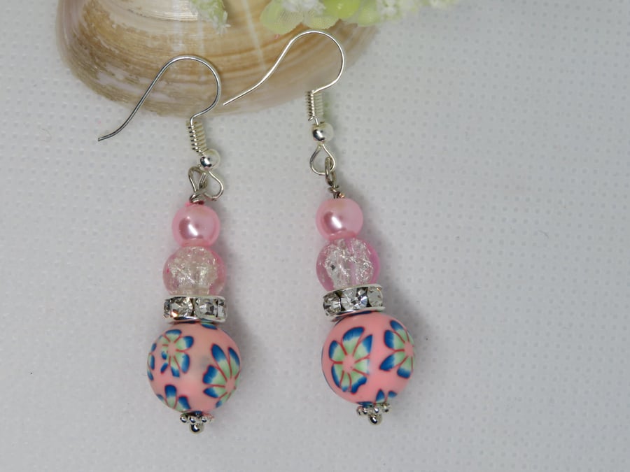 Lucy Pink Polymer Clay Earrings