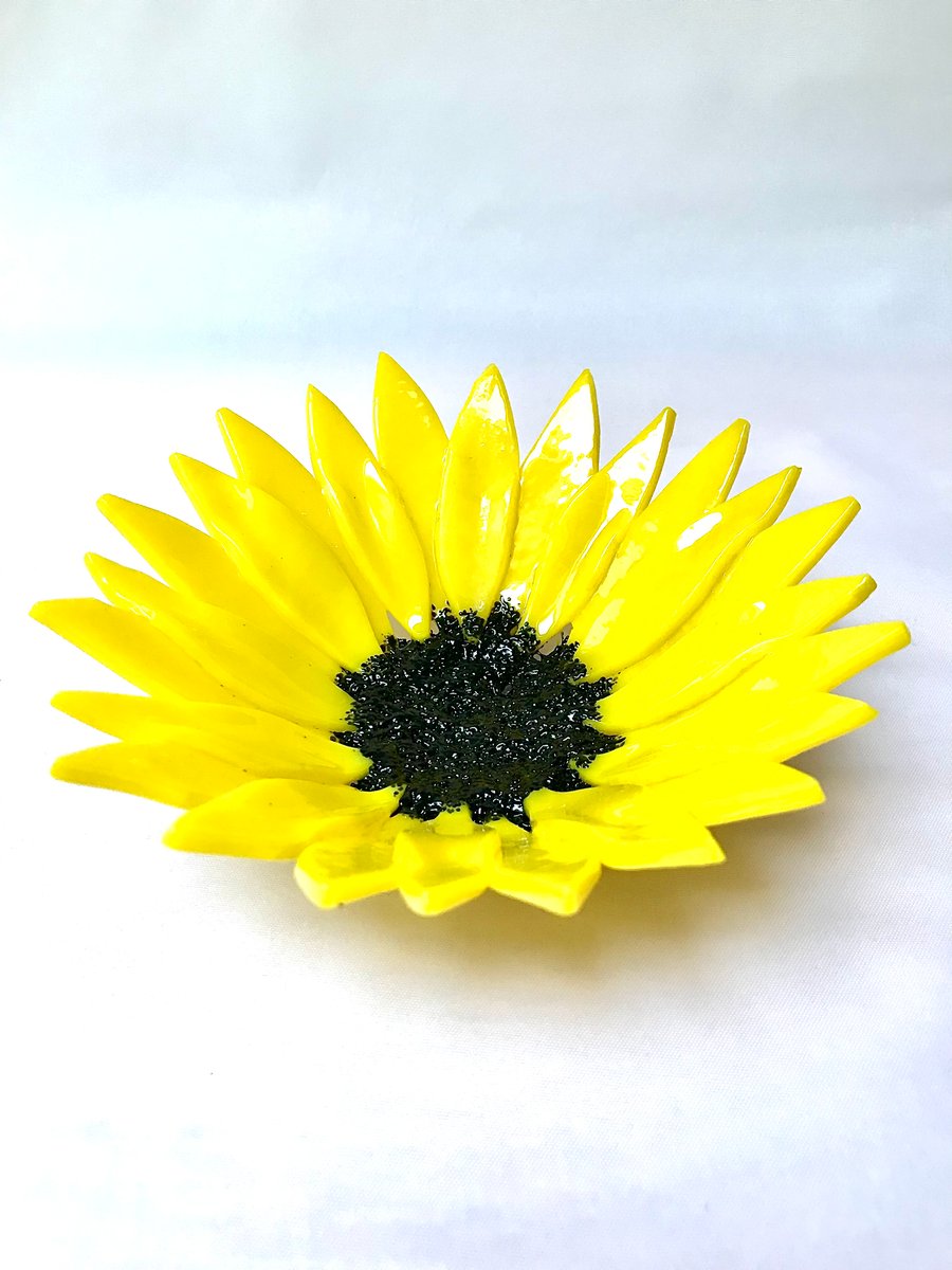Fused Glass Sunflower Bowl 