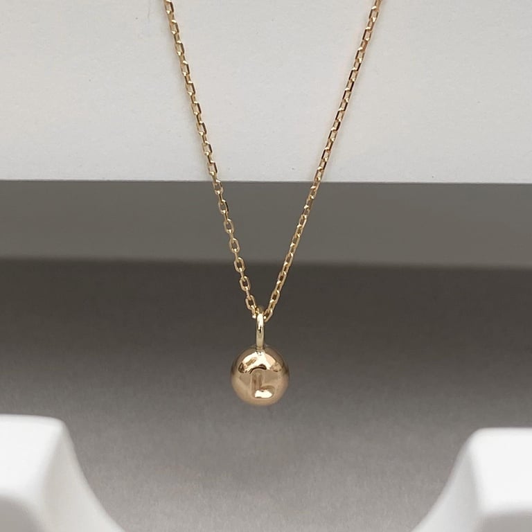 Handmade 9ct yellow, white or rose gold tiny letter nugget charm and chain