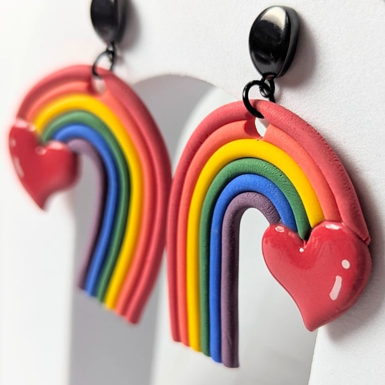 Rainbow Pride heart earrings 