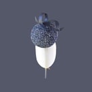 Navy Blue Tweed Fascinator – Statement Percher Hat for Weddings & Occasions