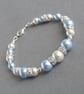 Light Blue Pearl Jewellery Set - Bridesmaid Necklace, Bracelet and Drop Earrings - Image 3