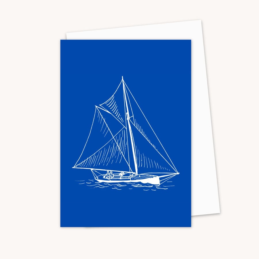 Sailing Yacht Greeting Card: Boat Lover Birthday Card (701)