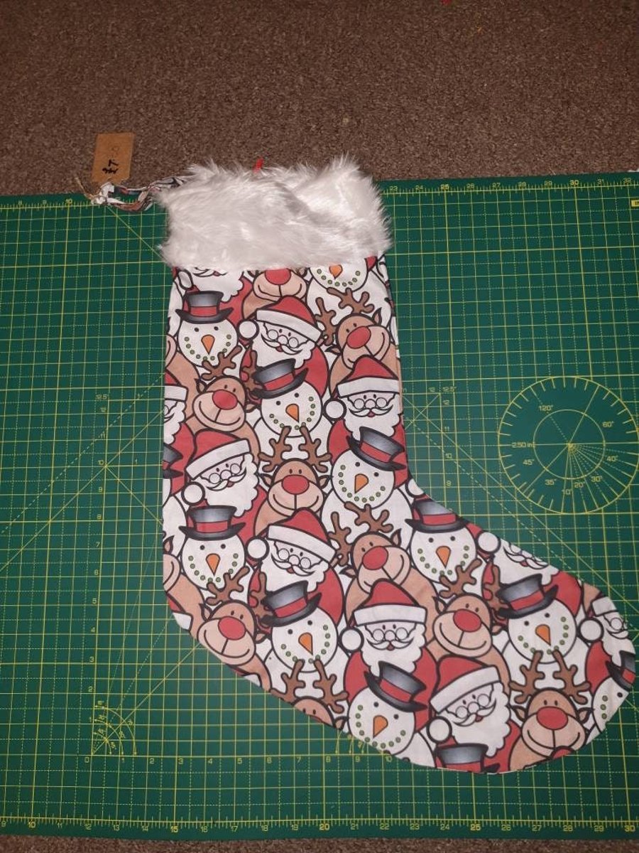 Santa Printed Fabric Christmas Stocking