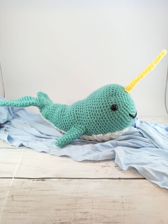 Crochet Narwhal Plush: Handmade Stuffed Sea Creature Toy