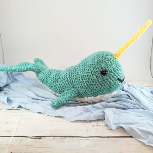 Crochet Narwhal Plush: Handmade Stuffed Sea Creature Toy