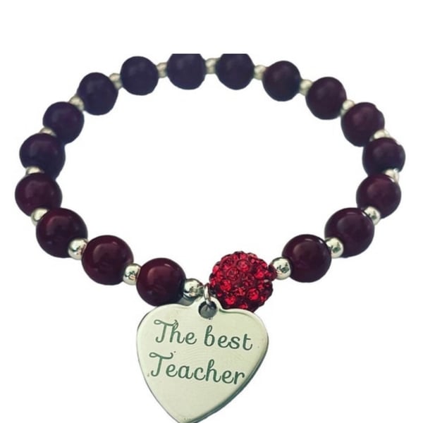 Best teacher stretch beaded red bracelet gift for teacher end of term gift